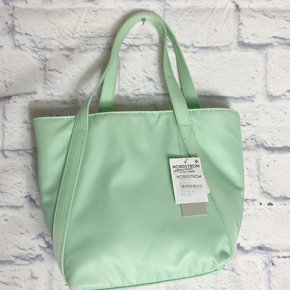 BP mint green nylon mini tote bag NWT